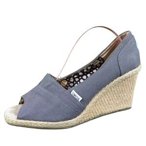 TOMS Calypso Women Heel Size 9 Casual Summer Espadrille Wedge Gray Fabric